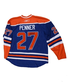 2009-10 Dustin Penner Edmonton Oilers Signed Game Used Hockey Jersey (1/14/10 Special Edition Jersey)